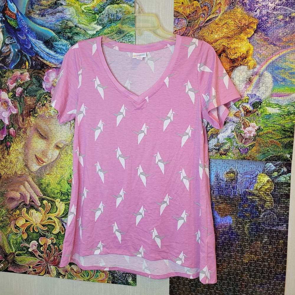 Pastel Pink & Origami Crane Print T-Shirt!